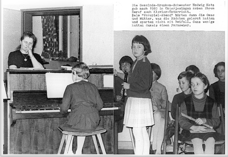 Klavierunterricht 1960 bei der Gemeindekrankenschwester Hewig Hotz